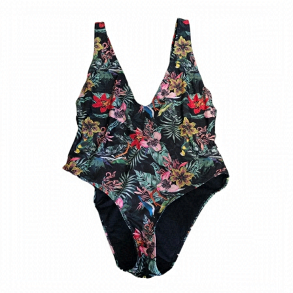 Revamped low cut and cheeky tropical one piece swimsuit size XL, great condition
